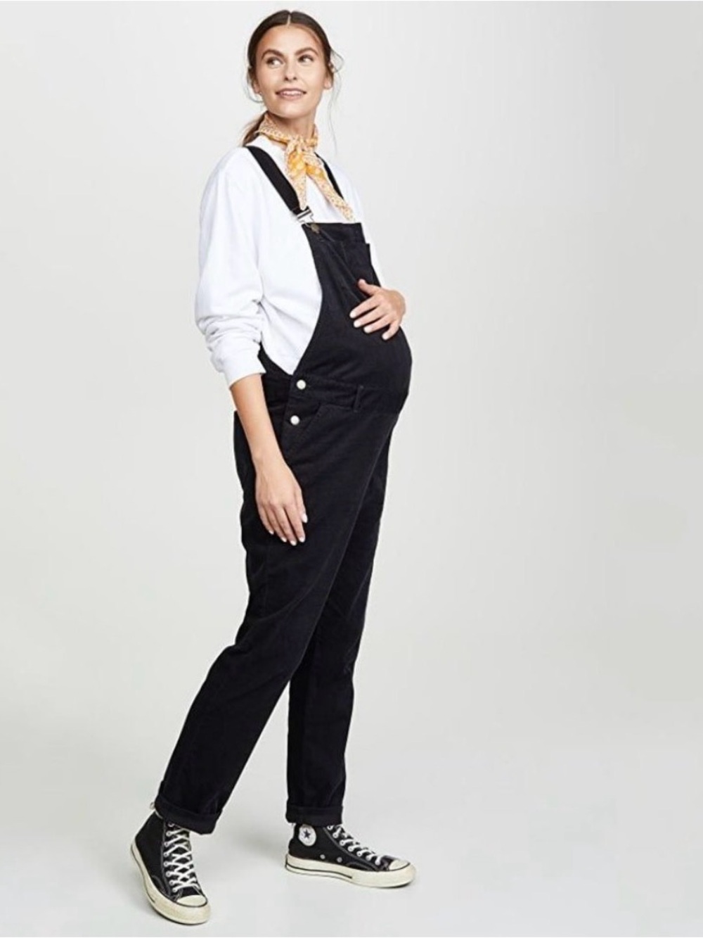 Hatch Overalls Cord Midnight Black Maternity Size3/Large 12